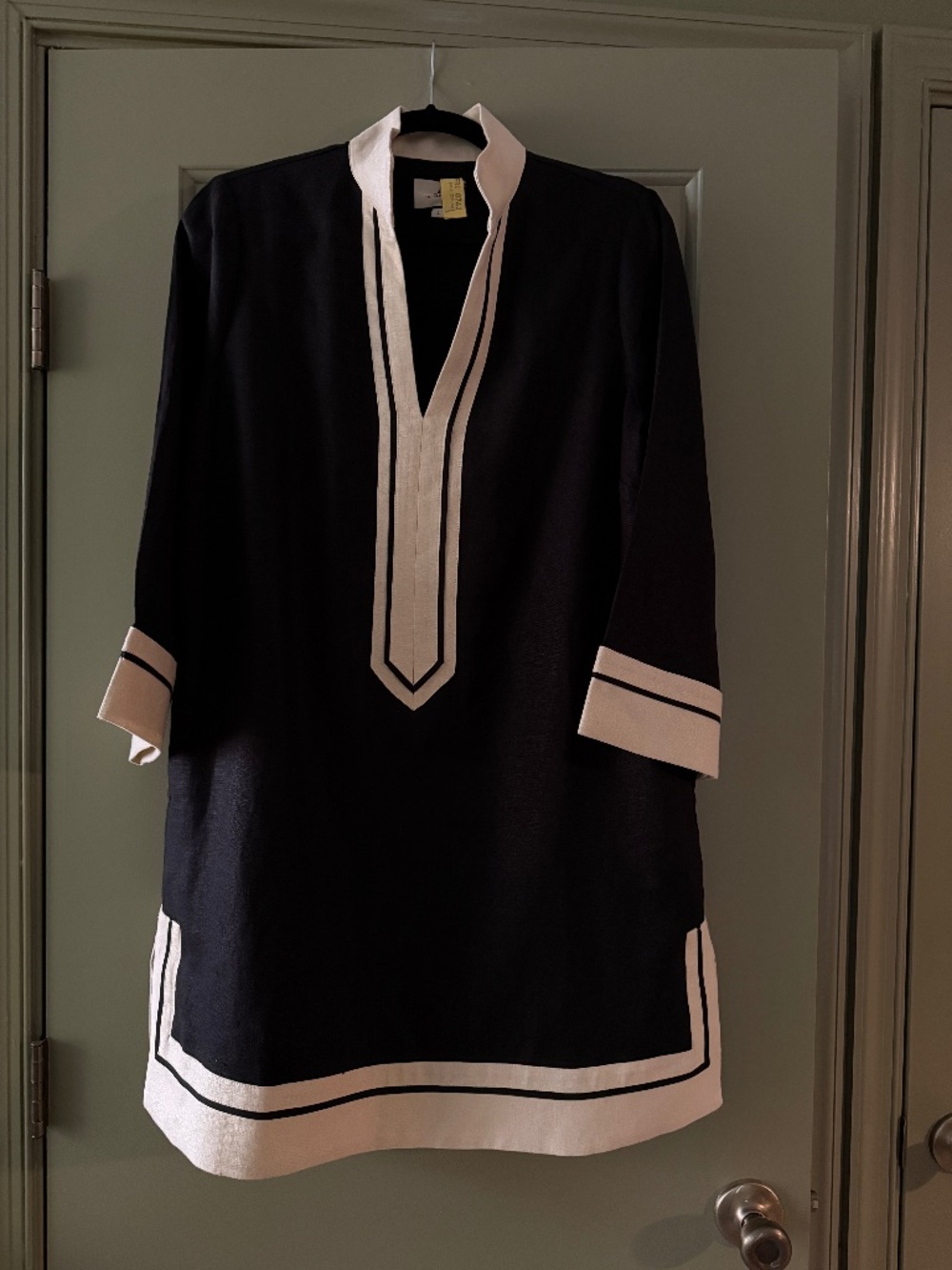 Tuckernuck Collins Black Tan Contrast Trim Caftan Dress SIZE L